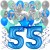 34-teiliges Geburtstagsdeko-Set mit Luftballons, Happy Birthday Blue zum 55. Geburtstag