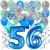 34-teiliges Geburtstagsdeko-Set mit Luftballons, Happy Birthday Blue zum 56. Geburtstag