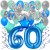 34-teiliges Geburtstagsdeko-Set mit Luftballons, Happy Birthday Blue zum 60. Geburtstag