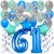 34-teiliges Geburtstagsdeko-Set mit Luftballons, Happy Birthday Blue zum 61. Geburtstag