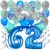 34-teiliges Geburtstagsdeko-Set mit Luftballons, Happy Birthday Blue zum 62. Geburtstag