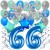 34-teiliges Geburtstagsdeko-Set mit Luftballons, Happy Birthday Blue zum 66. Geburtstag