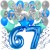 34-teiliges Geburtstagsdeko-Set mit Luftballons, Happy Birthday Blue zum 67. Geburtstag