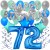 34-teiliges Geburtstagsdeko-Set mit Luftballons, Happy Birthday Blue zum 72. Geburtstag