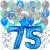 34-teiliges Geburtstagsdeko-Set mit Luftballons, Happy Birthday Blue zum 75. Geburtstag