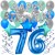 34-teiliges Geburtstagsdeko-Set mit Luftballons, Happy Birthday Blue zum 76. Geburtstag