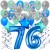 34-teiliges Geburtstagsdeko-Set mit Luftballons, Happy Birthday Blue zum 76. Geburtstag