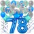 34-teiliges Geburtstagsdeko-Set mit Luftballons, Happy Birthday Blue zum 78. Geburtstag
