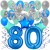 34-teiliges Geburtstagsdeko-Set mit Luftballons, Happy Birthday Blue zum 80. Geburtstag