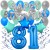 34-teiliges Geburtstagsdeko-Set mit Luftballons, Happy Birthday Blue zum 81. Geburtstag