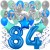 34-teiliges Geburtstagsdeko-Set mit Luftballons, Happy Birthday Blue zum 84. Geburtstag