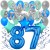 34-teiliges Geburtstagsdeko-Set mit Luftballons, Happy Birthday Blue zum 87. Geburtstag