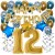 Happy Birthday Chrome Blue & Gold, Geburtstagsdeko-Set mit Luftballons zum 12. Geburtstag, 30-teilig