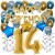 Happy Birthday Chrome Blue & Gold, Geburtstagsdeko-Set mit Luftballons zum 14. Geburtstag, 30-teilig