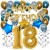 Happy Birthday Chrome Blue & Gold, Geburtstagsdeko-Set mit Luftballons zum 18. Geburtstag, 30-teilig