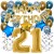 Happy Birthday Chrome Blue & Gold, Geburtstagsdeko-Set mit Luftballons zum 21. Geburtstag, 30-teilig
