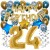 Happy Birthday Chrome Blue & Gold, Geburtstagsdeko-Set mit Luftballons zum 24. Geburtstag, 30-teilig