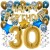 Happy Birthday Chrome Blue & Gold, Geburtstagsdeko-Set mit Luftballons zum 30. Geburtstag, 34-teilig
