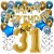 Happy Birthday Chrome Blue & Gold, Geburtstagsdeko-Set mit Luftballons zum 31. Geburtstag, 30-teilig