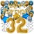 Happy Birthday Chrome Blue & Gold, Geburtstagsdeko-Set mit Luftballons zum 32. Geburtstag, 30-teilig