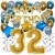 Happy Birthday Chrome Blue & Gold, Geburtstagsdeko-Set mit Luftballons zum 32. Geburtstag, 30-teilig