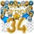 Happy Birthday Chrome Blue & Gold, Geburtstagsdeko-Set mit Luftballons zum 30. Geburtstag, 34-teilig