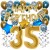 Happy Birthday Chrome Blue & Gold, Geburtstagsdeko-Set mit Luftballons zum 35. Geburtstag, 30-teilig