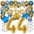 Happy Birthday Chrome Blue & Gold, Geburtstagsdeko-Set mit Luftballons zum 44. Geburtstag, 30-teilig
