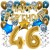 Happy Birthday Chrome Blue & Gold, Geburtstagsdeko-Set mit Luftballons zum 46. Geburtstag, 30-teilig