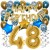 Happy Birthday Chrome Blue & Gold, Geburtstagsdeko-Set mit Luftballons zum 48. Geburtstag, 30-teilig