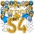 Happy Birthday Chrome Blue & Gold, Geburtstagsdeko-Set mit Luftballons zum 54. Geburtstag, 30-teilig