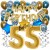 Happy Birthday Chrome Blue & Gold, Geburtstagsdeko-Set mit Luftballons zum 55. Geburtstag, 30-teilig