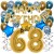 Happy Birthday Chrome Blue & Gold, Geburtstagsdeko-Set mit Luftballons zum 68. Geburtstag, 30-teilig