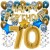 Happy Birthday Chrome Blue & Gold, Geburtstagsdeko-Set mit Luftballons zum 70. Geburtstag, 34-teilig