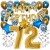 Happy Birthday Chrome Blue & Gold, Geburtstagsdeko-Set mit Luftballons zum 72. Geburtstag, 30-teilig