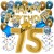 Happy Birthday Chrome Blue & Gold, Geburtstagsdeko-Set mit Luftballons zum 75. Geburtstag, 30-teilig