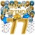 Happy Birthday Chrome Blue & Gold, Geburtstagsdeko-Set mit Luftballons zum 77. Geburtstag, 30-teilig