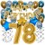 Happy Birthday Chrome Blue & Gold, Geburtstagsdeko-Set mit Luftballons zum 78. Geburtstag, 30-teilig