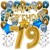 Happy Birthday Chrome Blue & Gold, Geburtstagsdeko-Set mit Luftballons zum 79. Geburtstag, 30-teilig