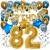 Happy Birthday Chrome Blue & Gold, Geburtstagsdeko-Set mit Luftballons zum 82. Geburtstag, 30-teilig