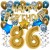 Happy Birthday Chrome Blue & Gold, Geburtstagsdeko-Set mit Luftballons zum 86. Geburtstag, 30-teilig