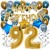 Happy Birthday Chrome Blue & Gold, Geburtstagsdeko-Set mit Luftballons zum 92. Geburtstag, 30-teilig