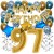 Happy Birthday Chrome Blue & Gold, Geburtstagsdeko-Set mit Luftballons zum 97. Geburtstag, 30-teilig