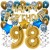 Happy Birthday Chrome Blue & Gold, Geburtstagsdeko-Set mit Luftballons zum 98. Geburtstag, 30-teilig