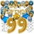 Happy Birthday Chrome Blue & Gold, Geburtstagsdeko-Set mit Luftballons zum 99. Geburtstag, 30-teilig