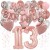 Happy Birthday Dream Rose Gold, Geburtstagsdeko-Set mit Luftballons zum 13. Geburtstag, 42-teilig