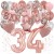 Happy Birthday Dream Rose Gold, Geburtstagsdeko-Set mit Luftballons zum 34. Geburtstag, 42-teilig