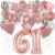 Happy Birthday Dream Rose Gold, Geburtstagsdeko-Set mit Luftballons zum 61. Geburtstag, 42-teilig