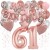 Happy Birthday Dream Rose Gold, Geburtstagsdeko-Set mit Luftballons zum 61. Geburtstag, 42-teilig