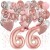 Happy Birthday Dream Rose Gold, Geburtstagsdeko-Set mit Luftballons zum 66. Geburtstag, 42-teilig